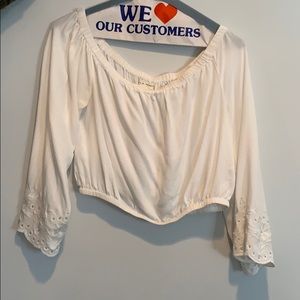 Off the shoulder white crop top